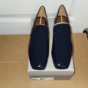 Franco Sarto Patent Midnight Blue Loafers with Square Toe